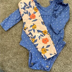 Carter's Blue and Peach Floral Bodysuit Set